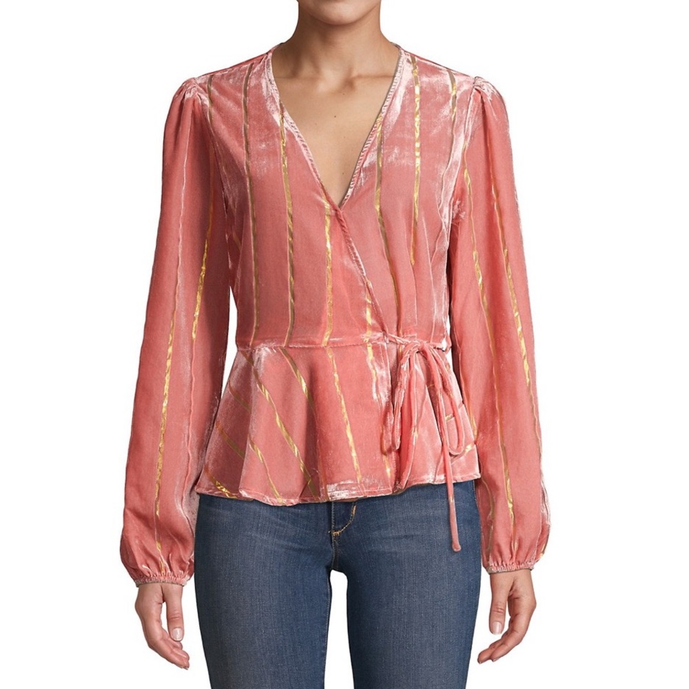 Lost + Wander Striped Velvet Wrap Top | NWT | XS